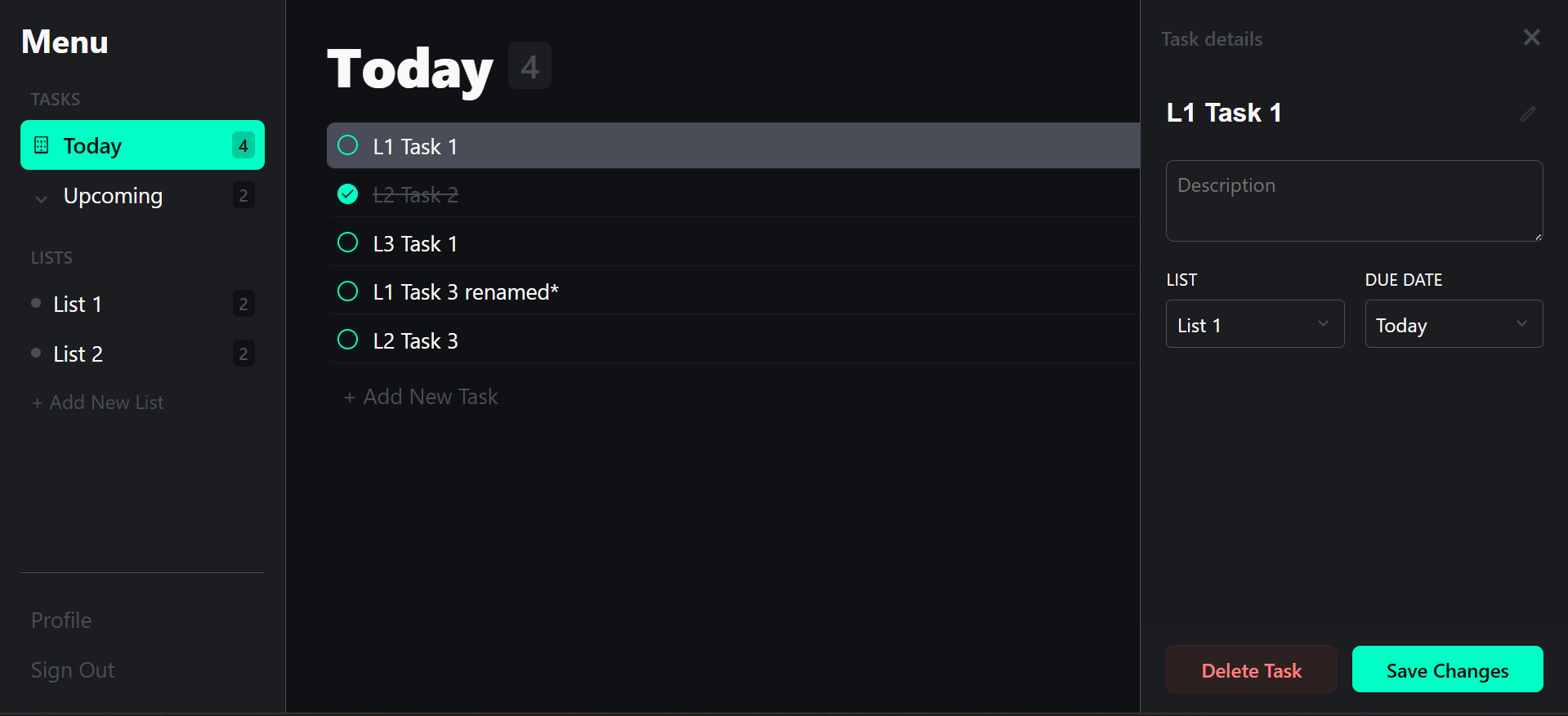 TickDone Application Interface